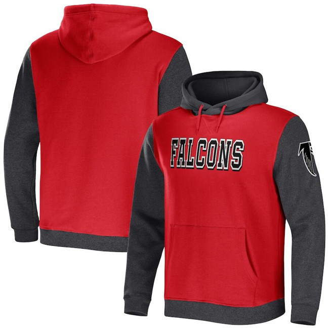 Atlanta Falcons x Darius Rucker Collection Red/Charcoal Colorblock Pullover Hoodie